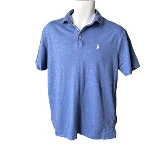 Polo Ralph Lauren Classic Fit Heathered Blue Cotton Polo Shirt Medium